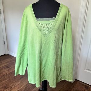 JH Collectibles Silk Blouse with Square Neckline 1X